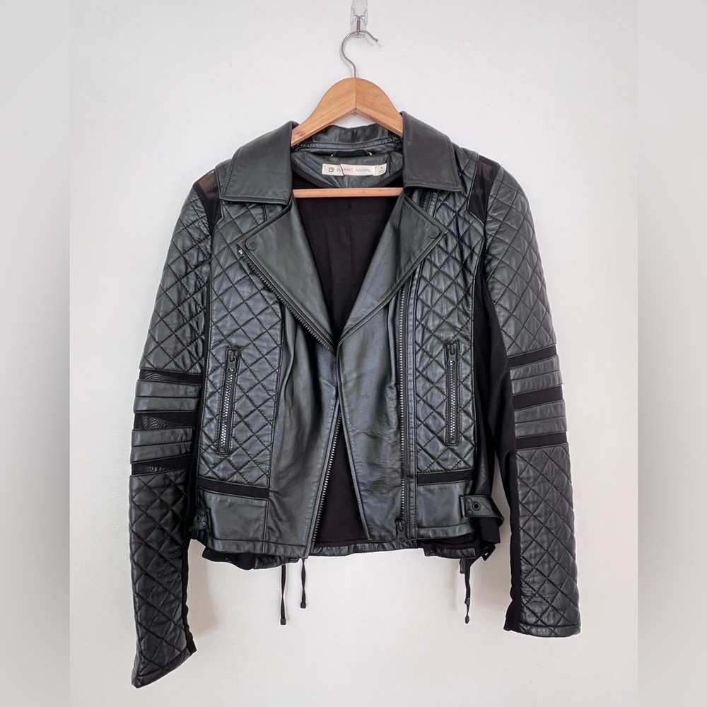 Blanc Noir Leather Motorcycle Jacket - Size M